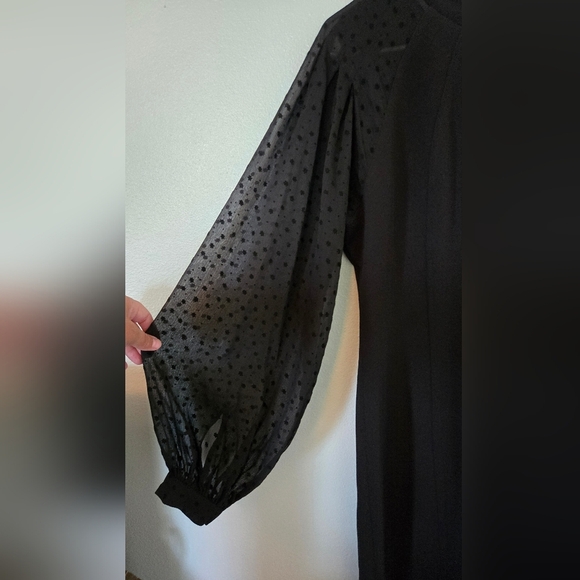 Tommy Hilfiger Black Shift Dress Lace Sleeves Size 12 - Picture 5 of 10